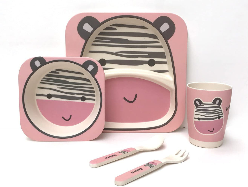 Children's 5 Piece Bamboo Dinner Set Baby Feeding ana baby Zebra  