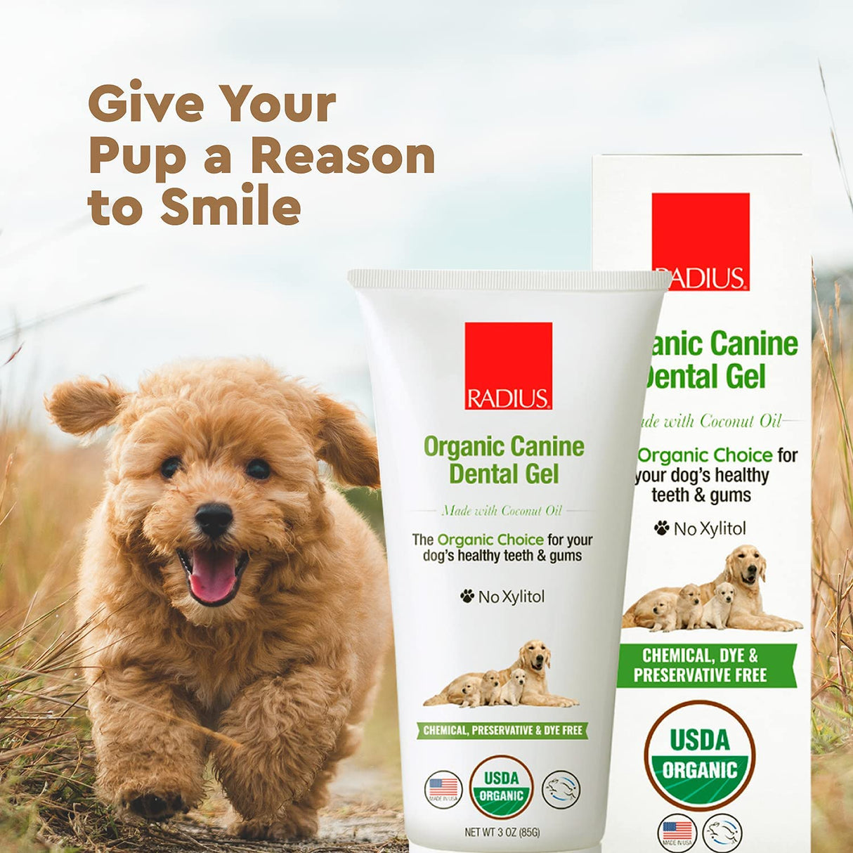 Canine Organic Dental Solutions Kit - Adult Dog Toothbrush RADIUS   