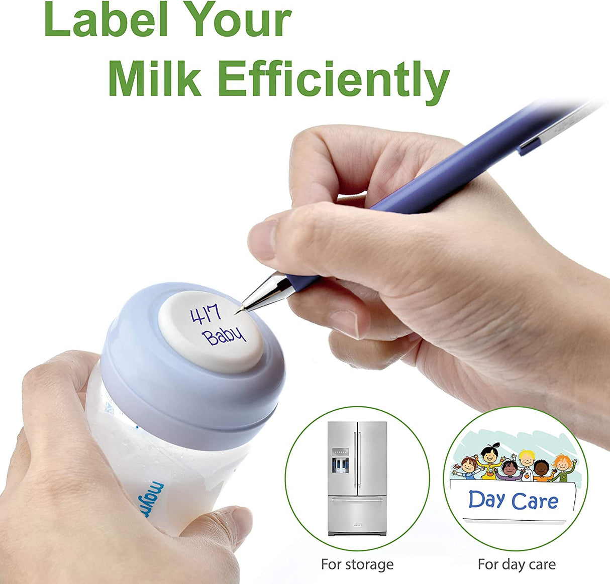 Wide-Mouth Milk Storage Collection Bottle with SureSeal Sealing Disk; 6pc  Maymom   