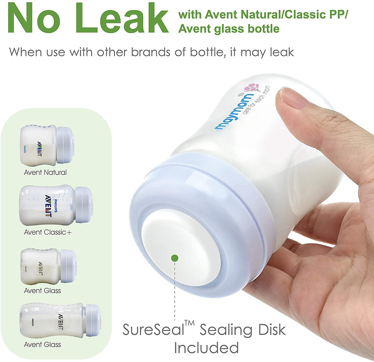 Wide-Mouth Milk Storage Collection Bottle with SureSeal Sealing Disk; 6pc  Maymom   