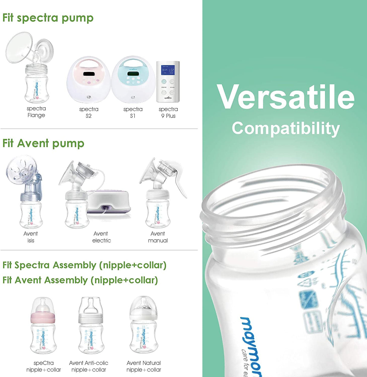 Wide-Mouth Milk Storage Collection Bottle with SureSeal Sealing Disk; 6pc  Maymom   