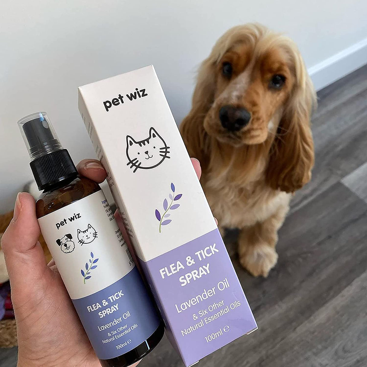 Flea & Tick Spray for Dogs & Cats - Lavender Oil & Six Other Natural Essential Oils Flea Spray Pet Wiz   