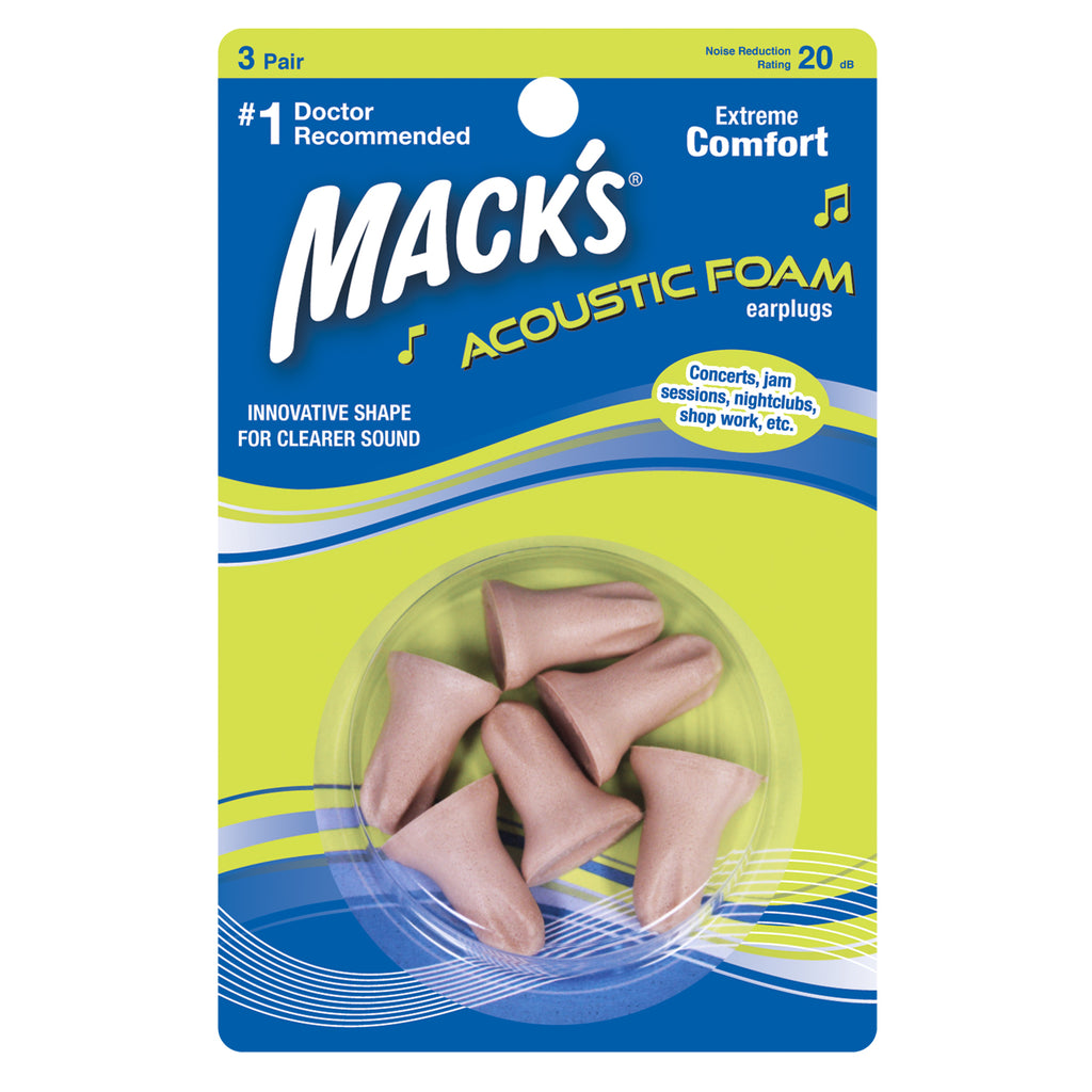 Mack's - Acoustic Foam Ear Plugs Earplugs Mack's 3 Pairs  