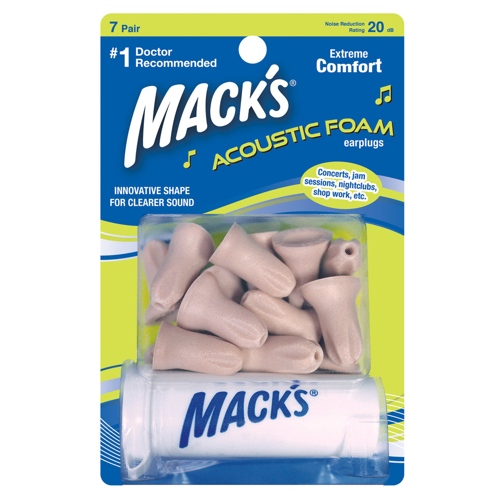 Mack's - Acoustic Foam Ear Plugs Earplugs Mack's 7 Pairs + Travel Case  