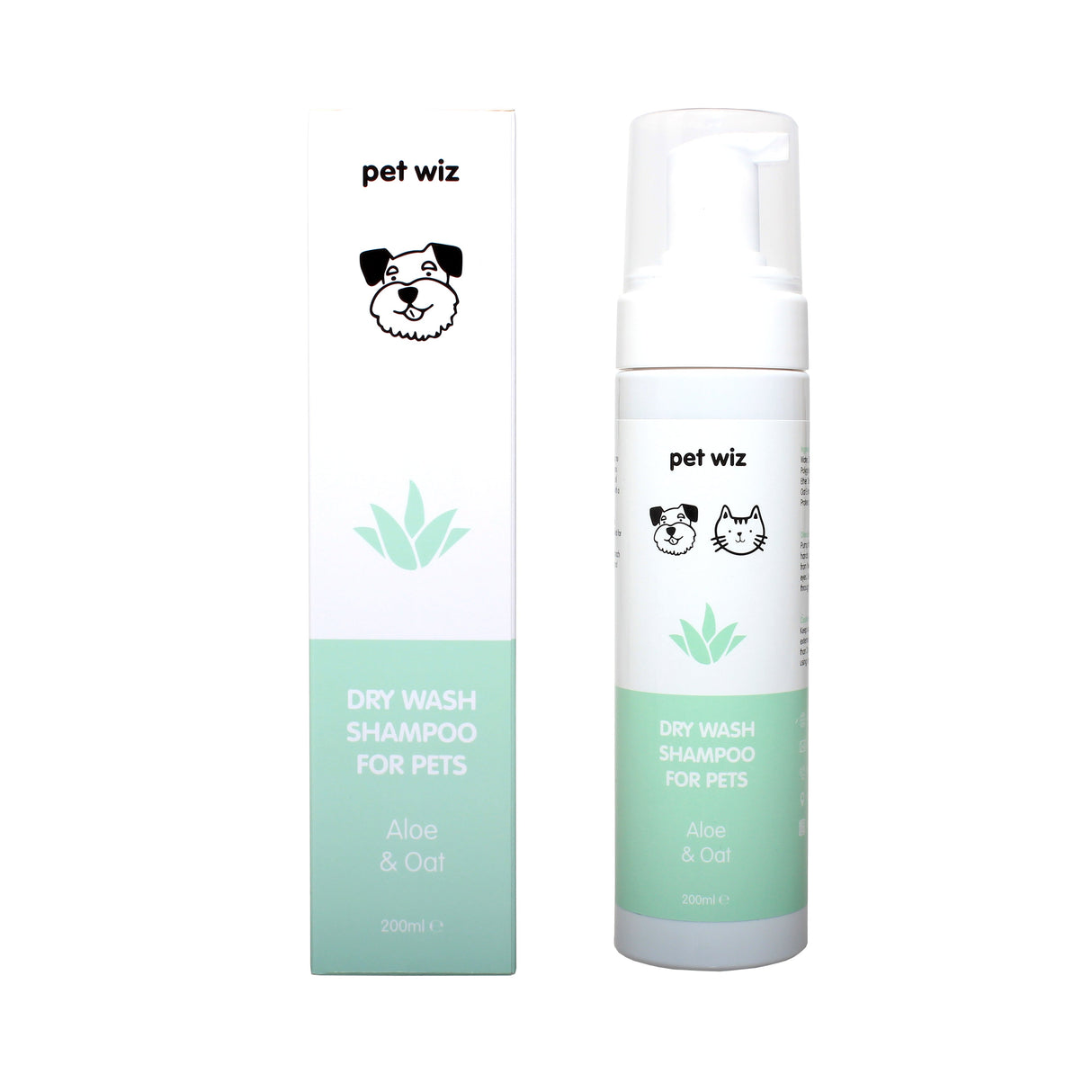 Dry Wash Shampoo for Pets – Soothing & Deodorising.  Pet Wiz Aloe & Oat  