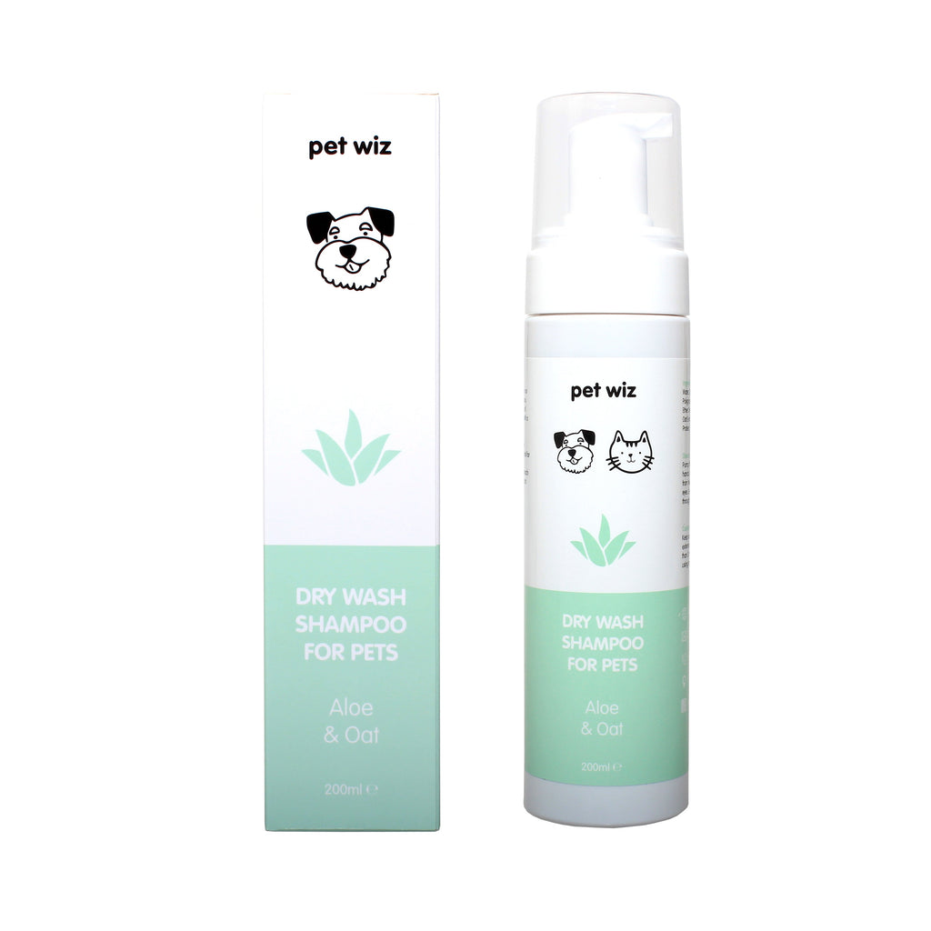 Dry Wash Shampoo for Pets – Soothing & Deodorising.  Pet Wiz Aloe & Oat  