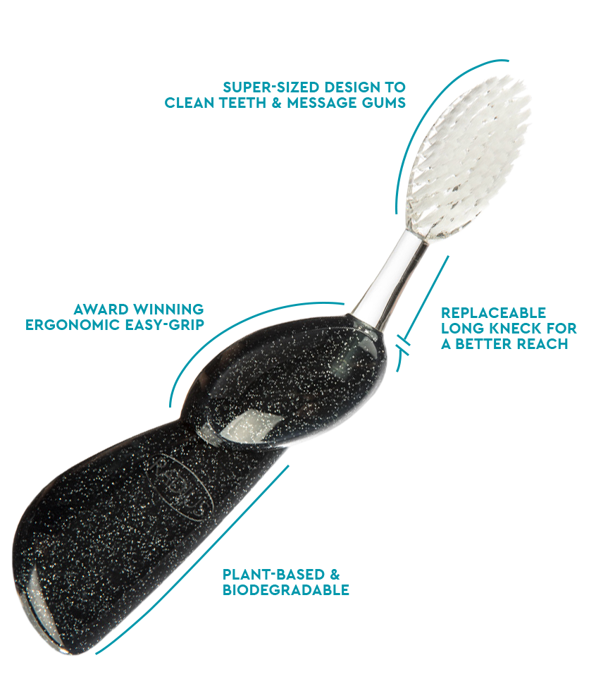 The Big Brush™ with Replaceable Head - Left Hand Toothbrush RADIUS Black Sparkle  