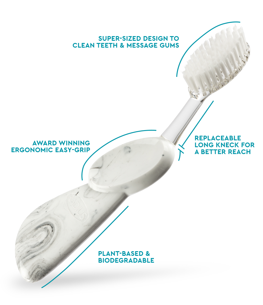 The Big Brush™ with Replaceable Head - Left Hand Toothbrush RADIUS Marble  
