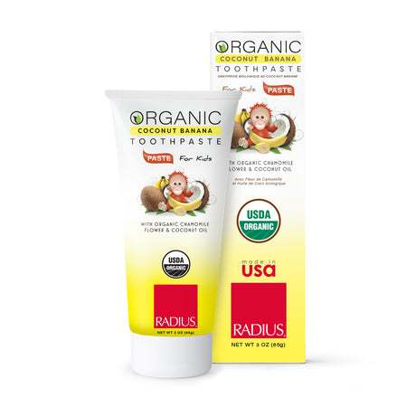 Kids USDA Organic Toothpaste - Coconut Banana - 6 Months+ Toothpaste RADIUS   