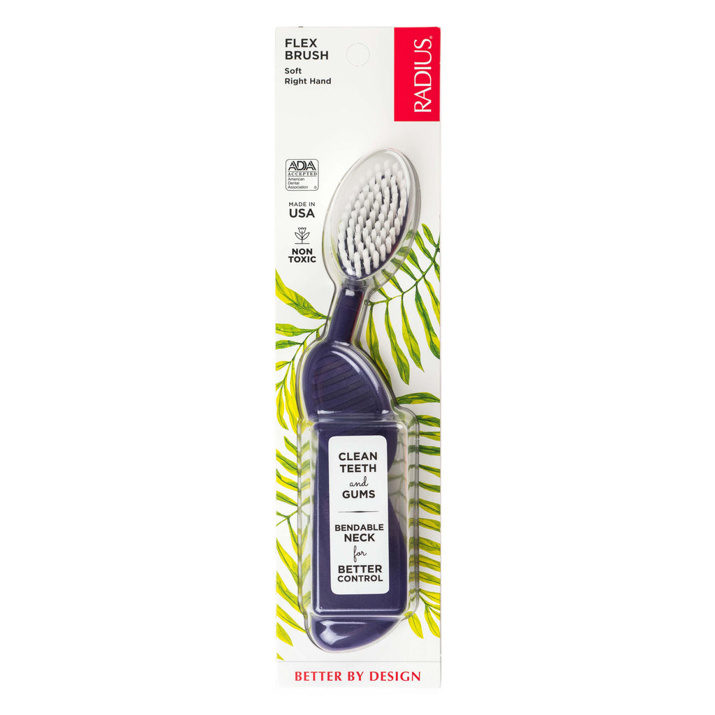 Radius Flex-Neck Technology Toothbrush with Soft Bristles - Right Hand Toothbrush Radius Purple  