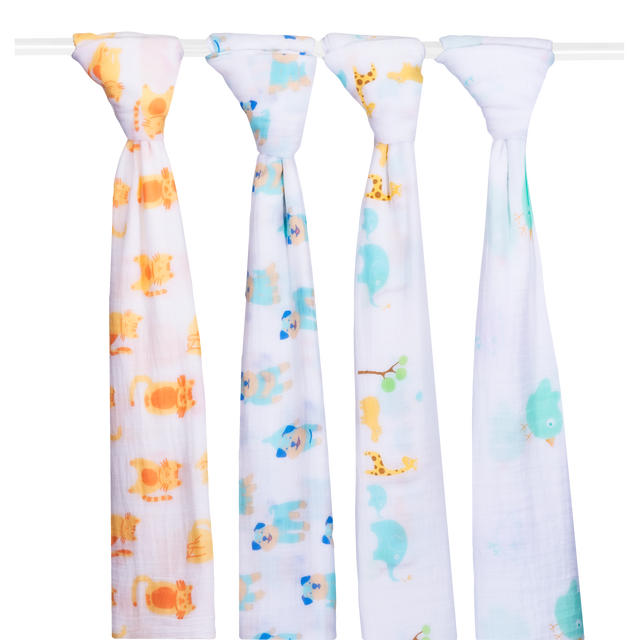 Extra Large Super Soft Muslins - Animal Designs - Gift Pack Baby Health Ana Wiz   