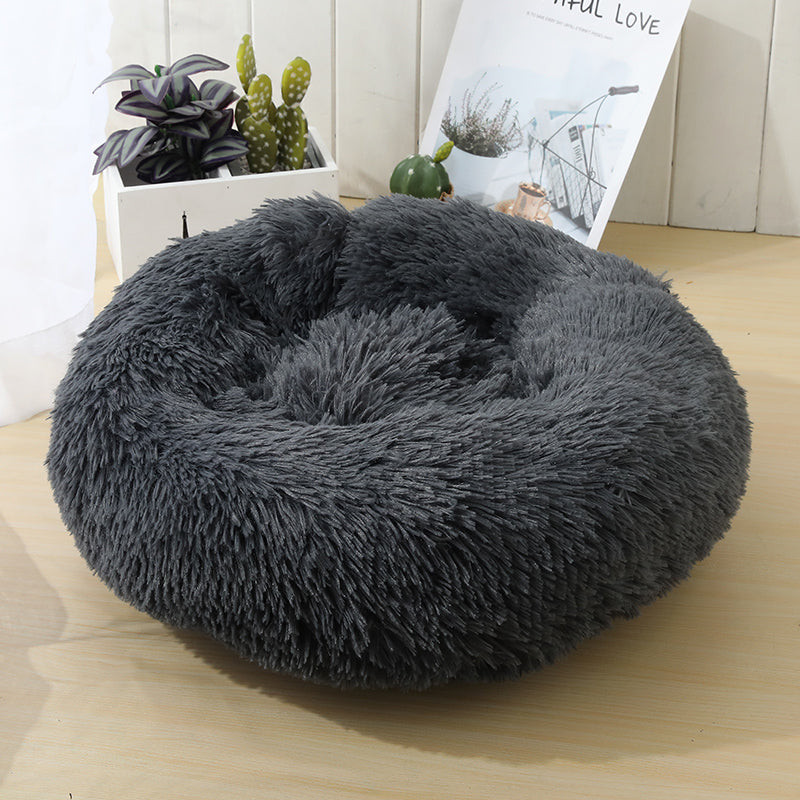 Soft Calming Donut Bed - Premium Quality For Dogs & Cats Pet Bed Pet Wiz Dark Grey 50cm 
