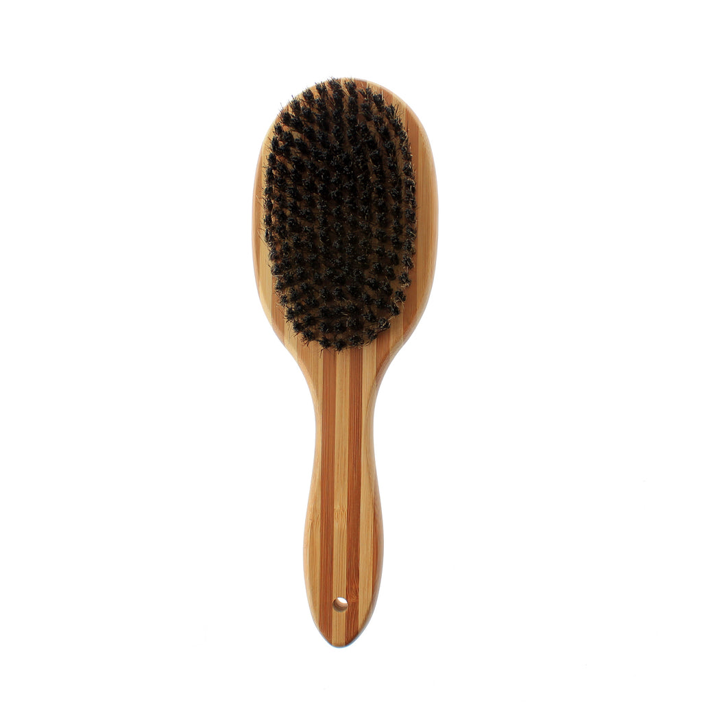 Double Sided Bamboo Dog Brush with Silicone Massager for Grooming Brush Pet Wiz   