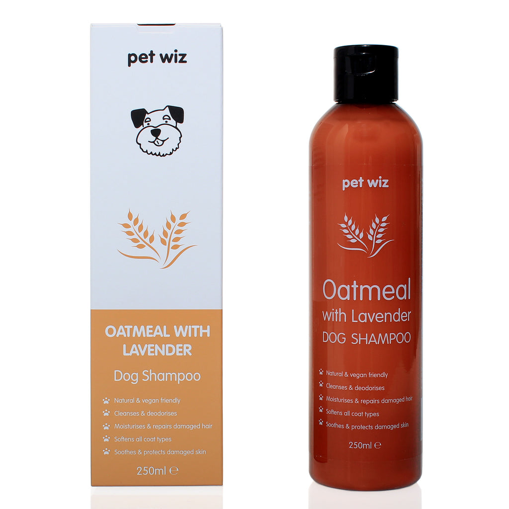 Oatmeal with Lavender Dog Shampoo - Coconut Oil Extract | Provitamin B5 | Natural & Vegan Friendly Dog Shampoo Pet Wiz 250ml (1 x 250ml)  
