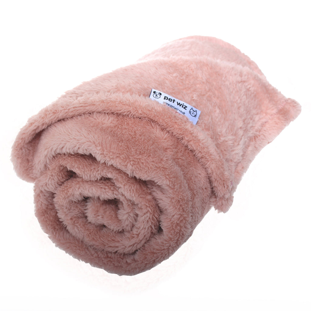 Fluffy Fleece Blanket - Soft & Warm Throw for Dogs & Cats Blankets Pet Wiz Small - 60 x 80cm Pink 