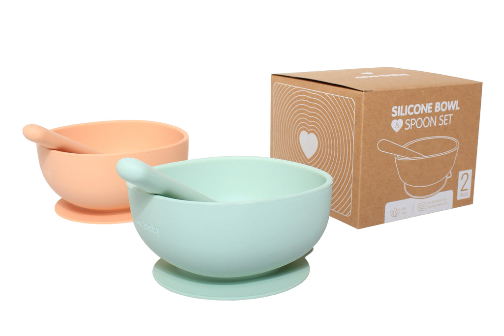 Silicone Suction Bowl and Spoon Matching Set (Pack of 2)  ana baby   