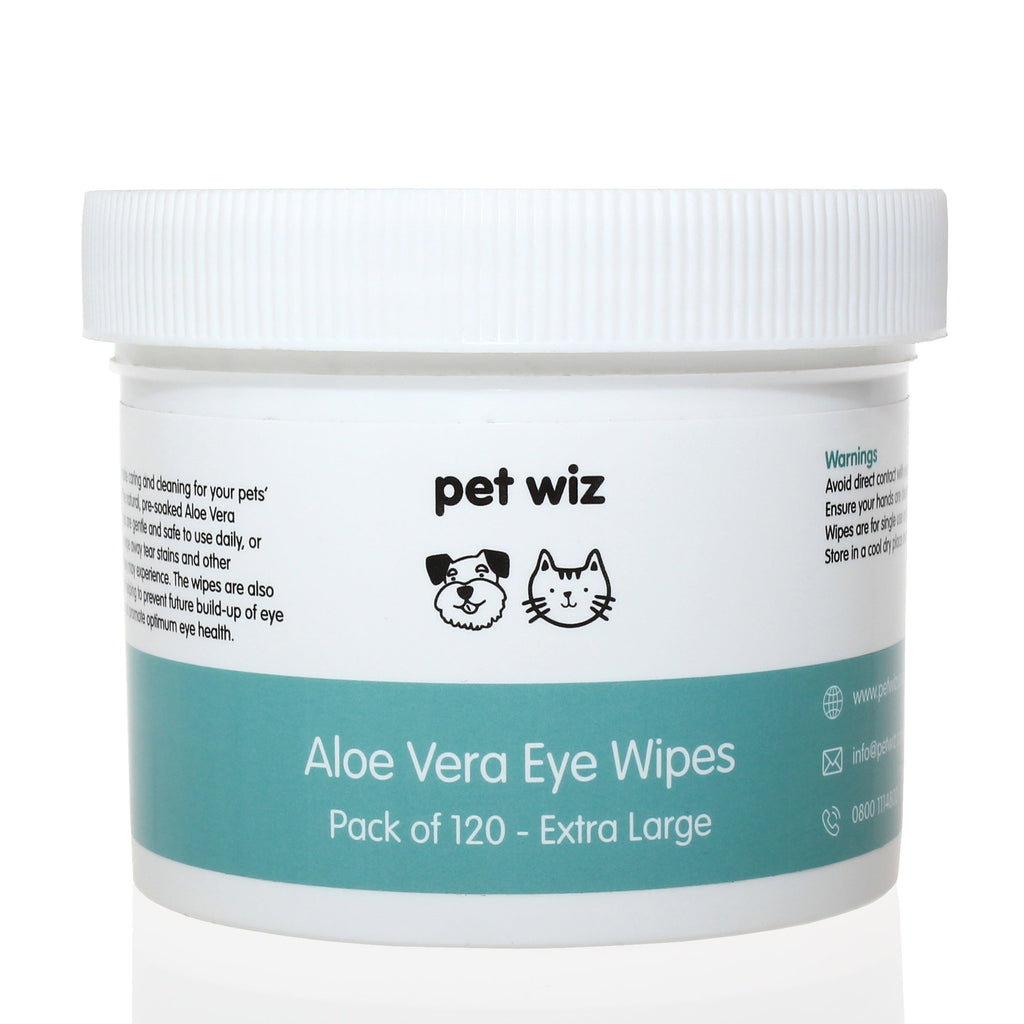 Aloe Vera Eye Wipes for Cleaning Dogs & Cats - Extra Large - Pack of 120  Pet Wiz   