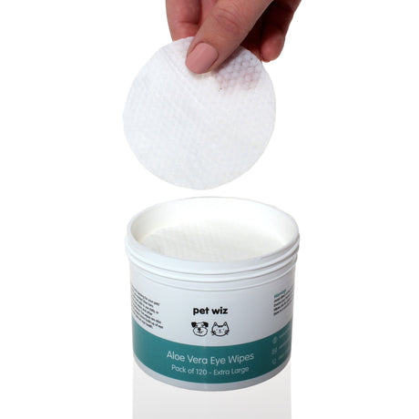 Aloe Vera Eye Wipes for Cleaning Dogs & Cats - Extra Large - Pack of 120  Pet Wiz   