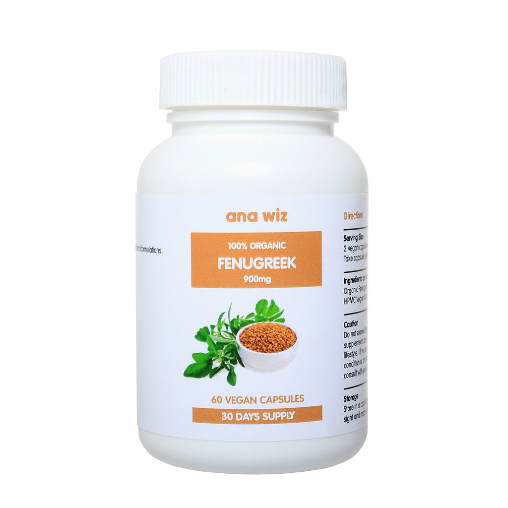 100% Organic Fenugreek - 60 Vegan Capsules - 30 Days Supply  Ana Wiz   