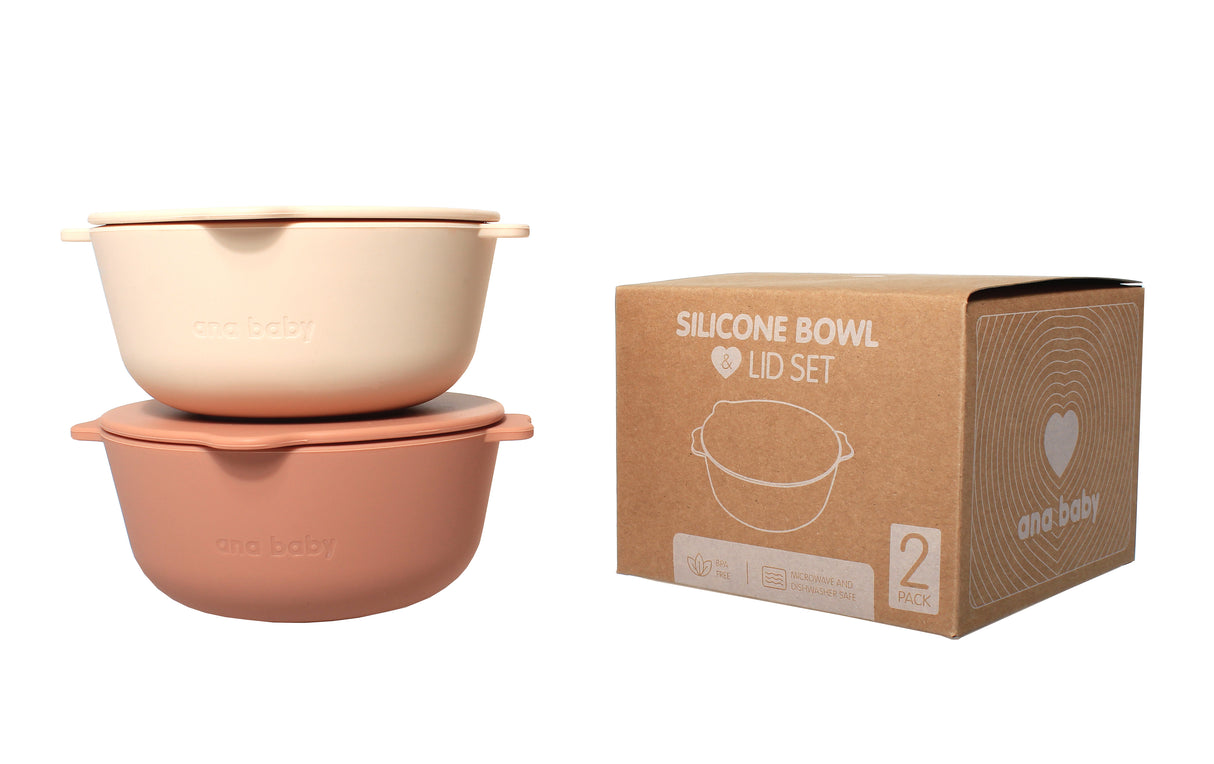 Silicone Bowls with Lids (Pack of 2)  Ana Baby   