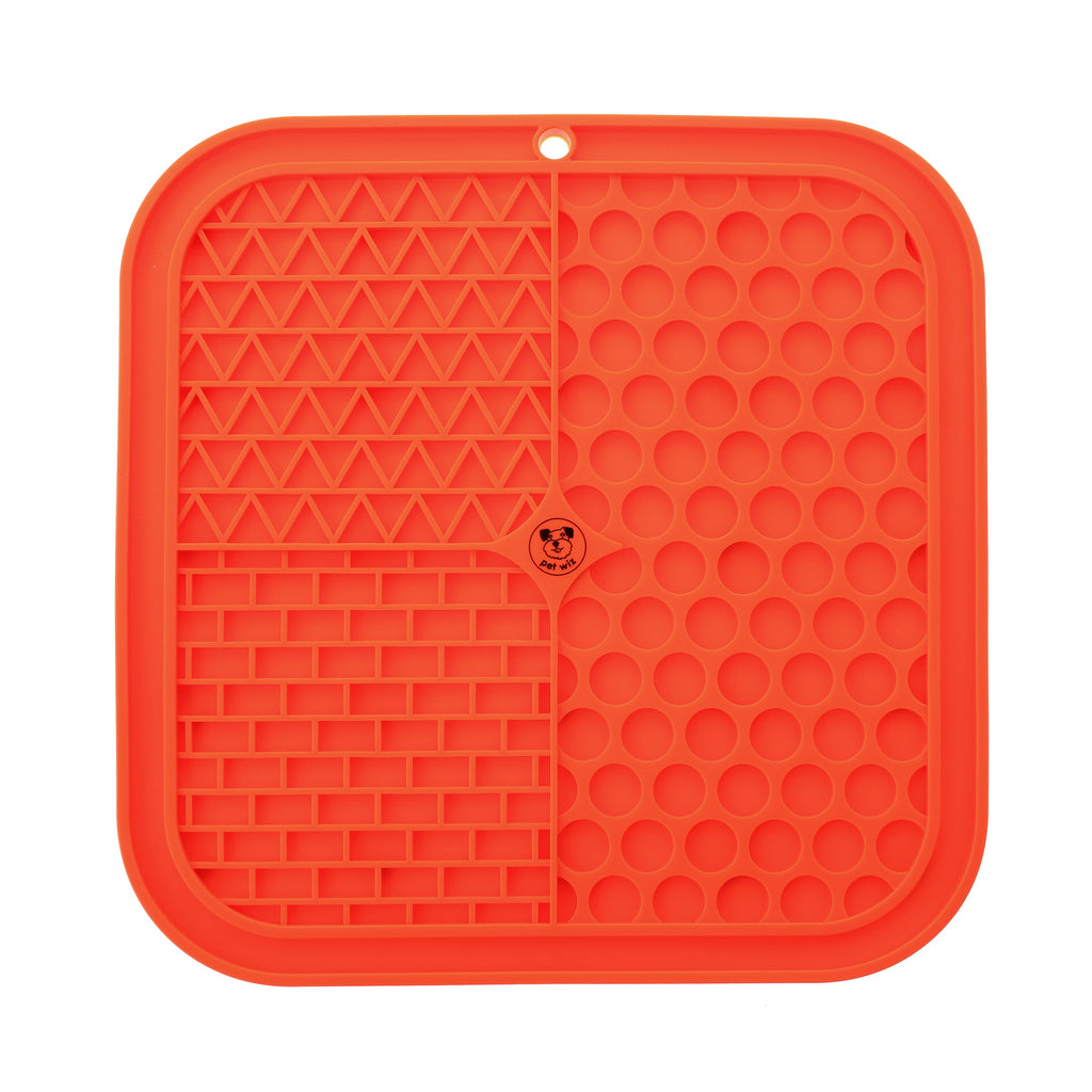 Silicone Licking Mat - Providing Mental Stimulation and  Anxiety Relief Feeding Pet Wiz Orange  
