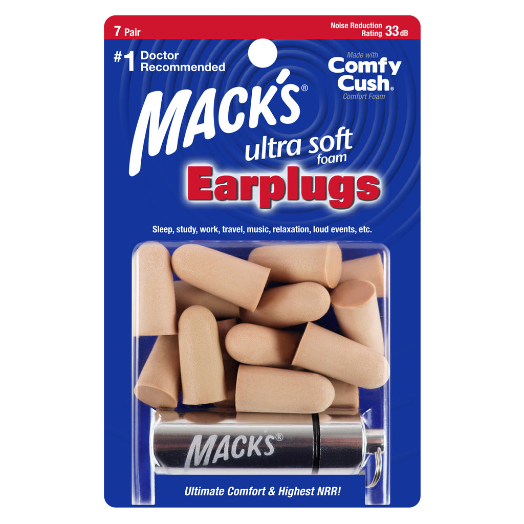 Mack's - High Performance Ultra Soft Foam Earplugs Earplugs Mack's 10 Pairs + Travel Case  