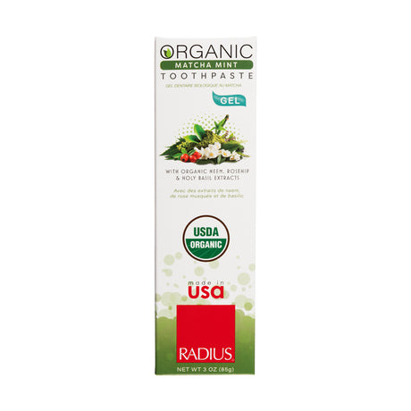 Toothpaste Gel USDA Organic Matcha Mint Toothpaste RADIUS   