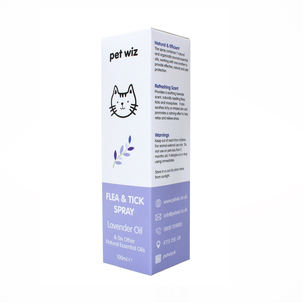 Flea & Tick Spray for Dogs & Cats - Lavender Oil & Six Other Natural Essential Oils Flea Spray Pet Wiz   