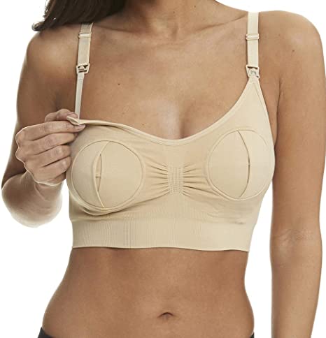 Ana Wiz Hands Free Pumping Bra Breast Feeding Ana Wiz Small Beige 