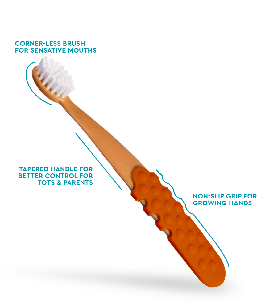 Radius Totz Plus Brush (3 Years +)  Radius Orange w/ Peach Grip  