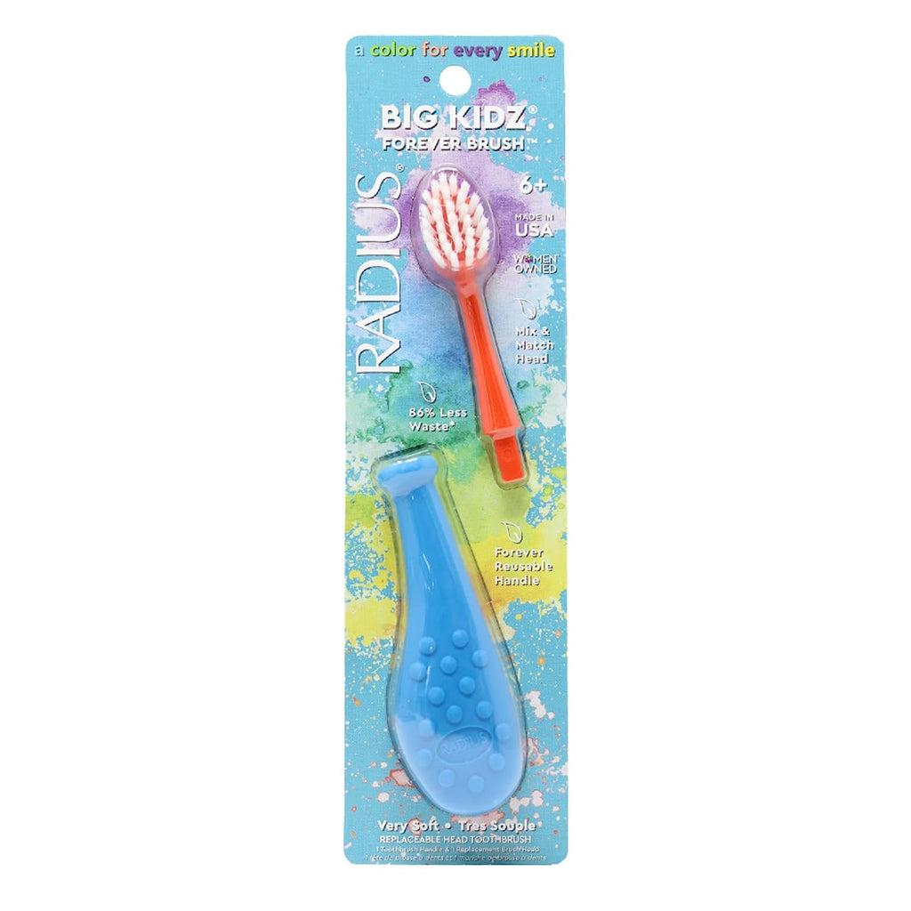 Radius Big Kidz Forever Brush with Replaceable Head Toothbrush for Children, 6 Years and Up Toothbrush RADIUS Blue / Coral  