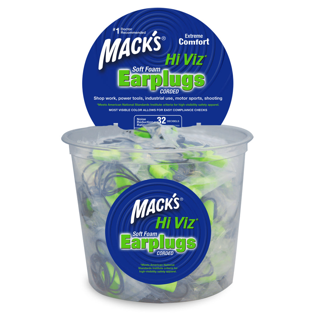 Mack's - Hi Viz Soft Foam Ear Plugs Earplugs Mack's 100 Pairs Corded  