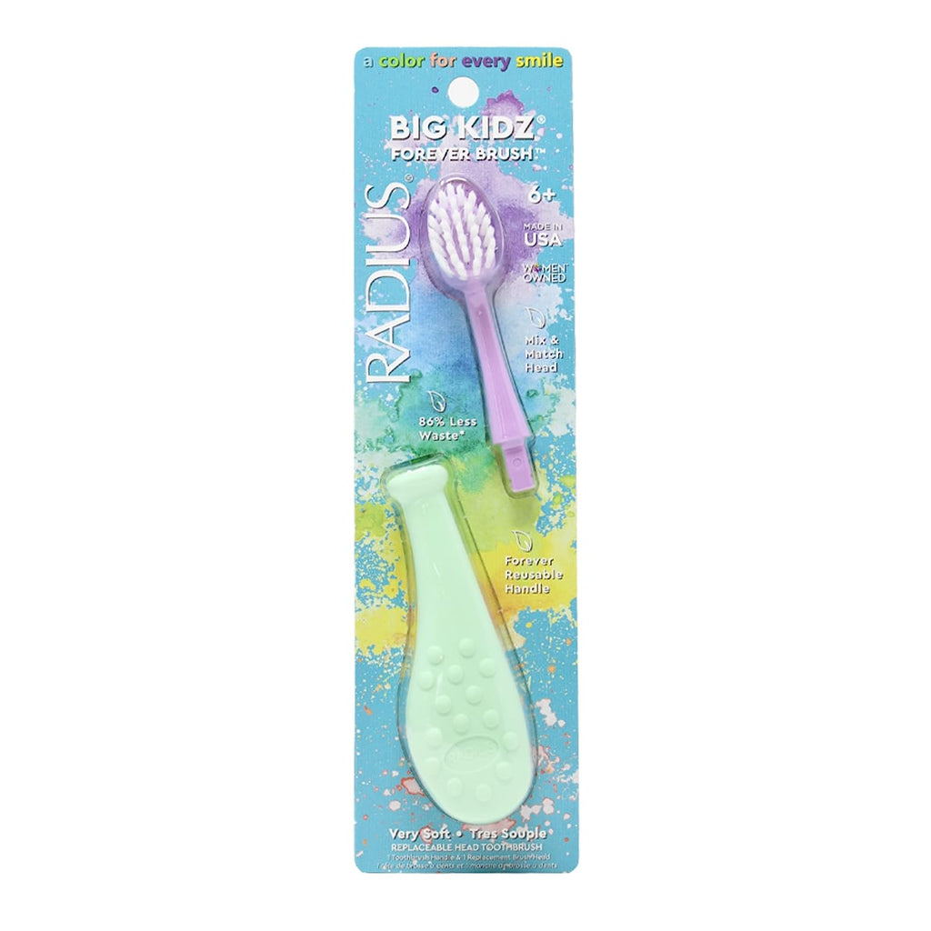 Radius Big Kidz Forever Brush with Replaceable Head Toothbrush for Children, 6 Years and Up Toothbrush RADIUS Mint / Lavender  
