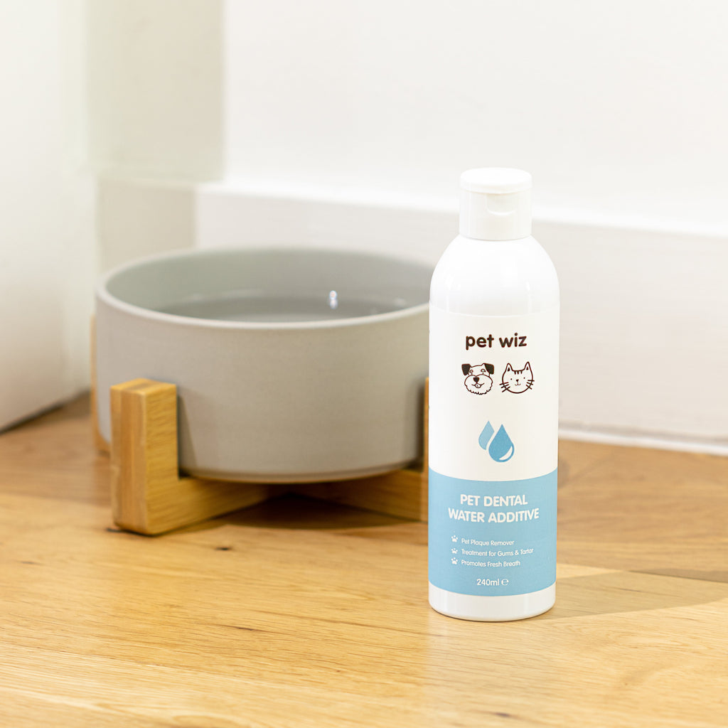 Dental Water Additive For Dogs & Cats - Plaque Remover, Treatment for Gums & Tartar, Promotes Fresh Breath Dental Water Additive Pet Wiz   